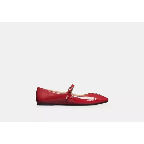 Coach Aubree Mary Jane Ballet Flat Women's Size 9.5 Red Patent Leather Slip on - Picture 5 of 5